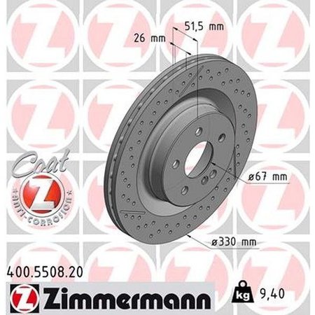 ZIMMERMANN Brake Disc - Standard/Coated, 400.5508.20 400.5508.20